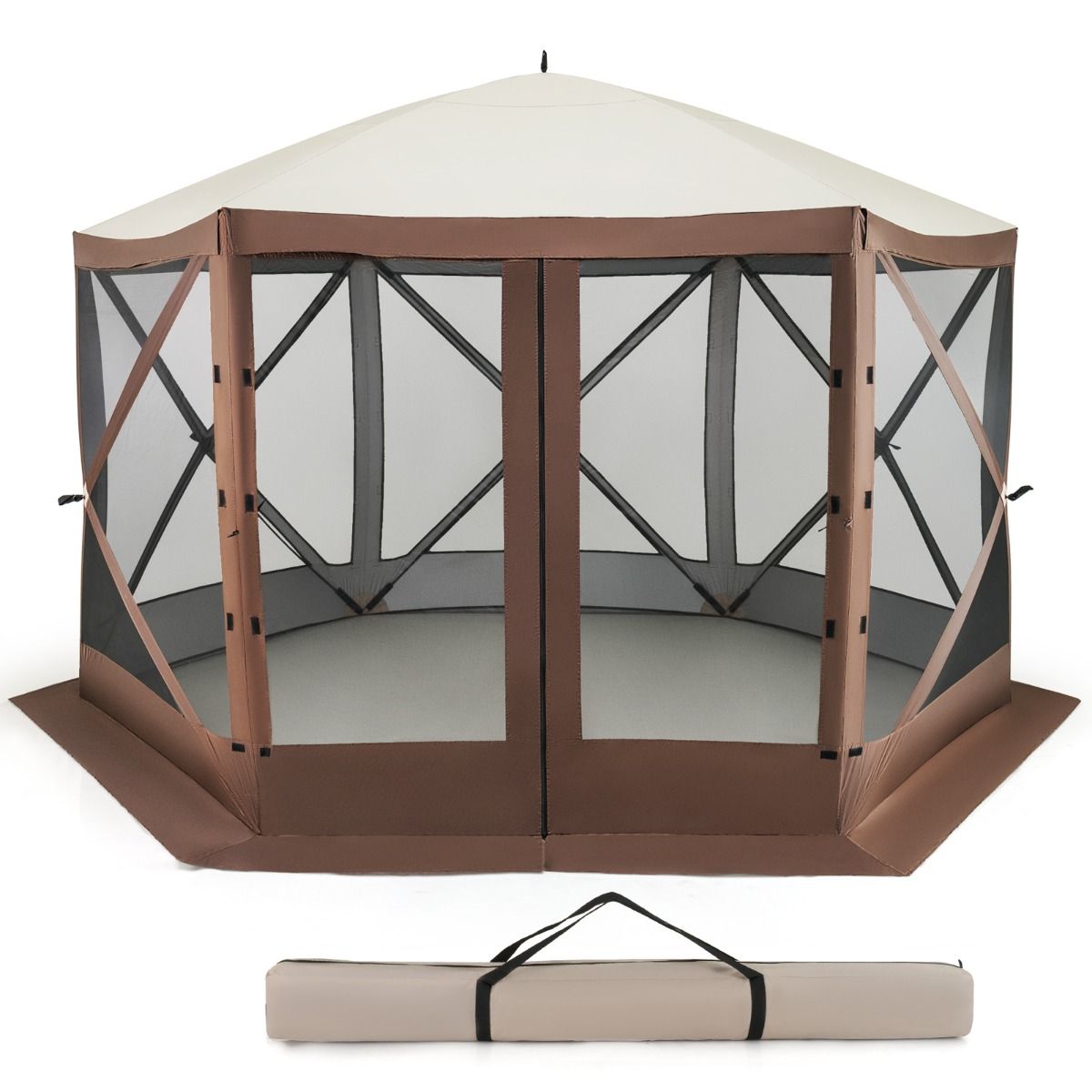 Coast - Faltbarer Pavillon - Für 8 bis 10 Personen - 350 x 350 cm - Kaffeefarbe