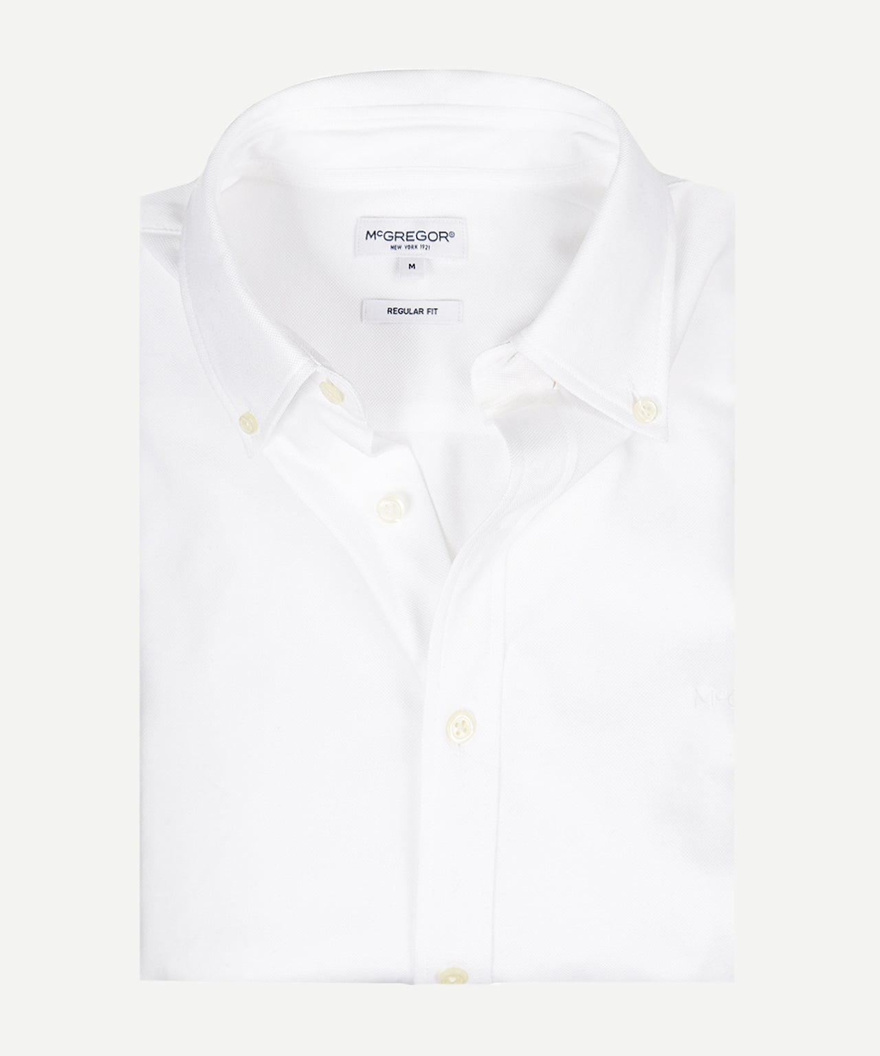 McGregor - Stretch Piqué Hemd - Regular Fit & Bequem - Weiß - Größe S