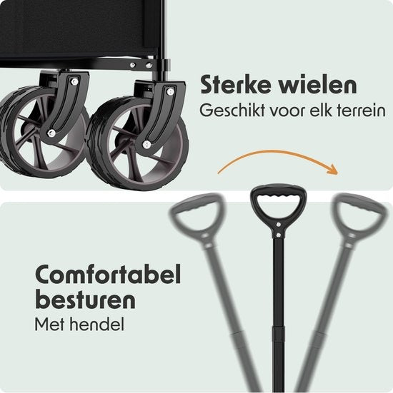 LifeGoods Wagon - XL - faltbar - 200L - 150KG Tragfähigkeit - Schwarz