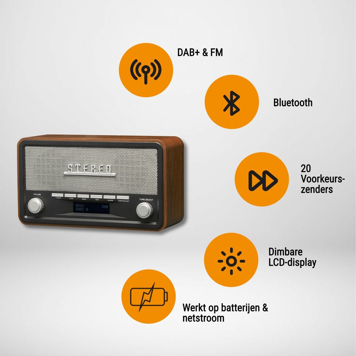 Denver DAB-Radio - Retro-Radio - DAB+/ FM-Radio - Bluetooth - Holz