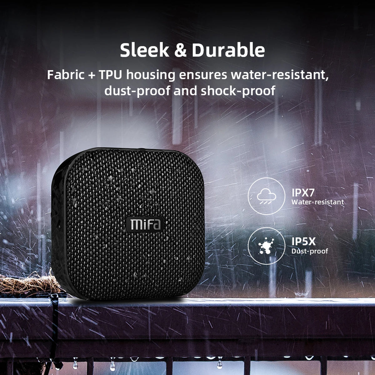 Mifa A1 Bluetooth-Lautsprecher – Mini-Stereo-Lautsprecher – wasserdicht – Freisprecheinrichtung – 85 × 46 × 86 mm – Schwarz