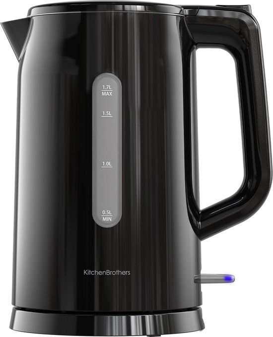 KitchenBrothers Wasserkocher - Elektrisch - 1,7 Liter - Mit Kalkfilter - Doppelwandig - Cool-touch - Schwarz