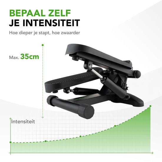 Tunturi Stepper – Stepper-Fitness – Treppensteiger – Aerobic-Step – Fitness – inkl. Display und Widerstandsbändern – Schwarz