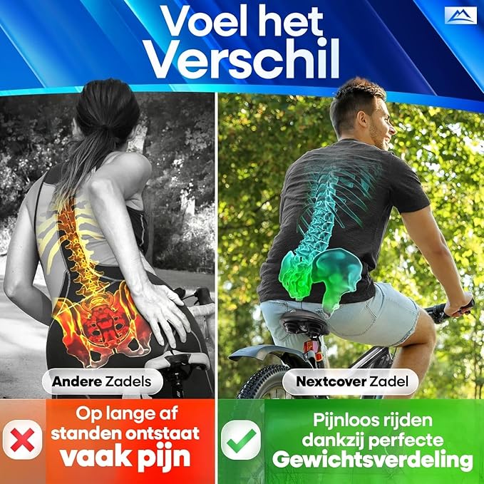 Nextcover ComfortPro Fahrradsattel – Memory-Schaum – Wasserdicht – Atmungsaktiv – Schwarz