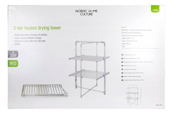 NORDIC HOME CULTURE CDR-1005 Elektrischer Wäscheständer – 11 Meter – 2 Ebenen