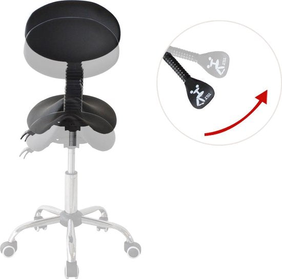 VDD-Sattelhocker - Ergonomisch kippbare Rückenlehne - Höhenverstellbar - 38x36x96cm