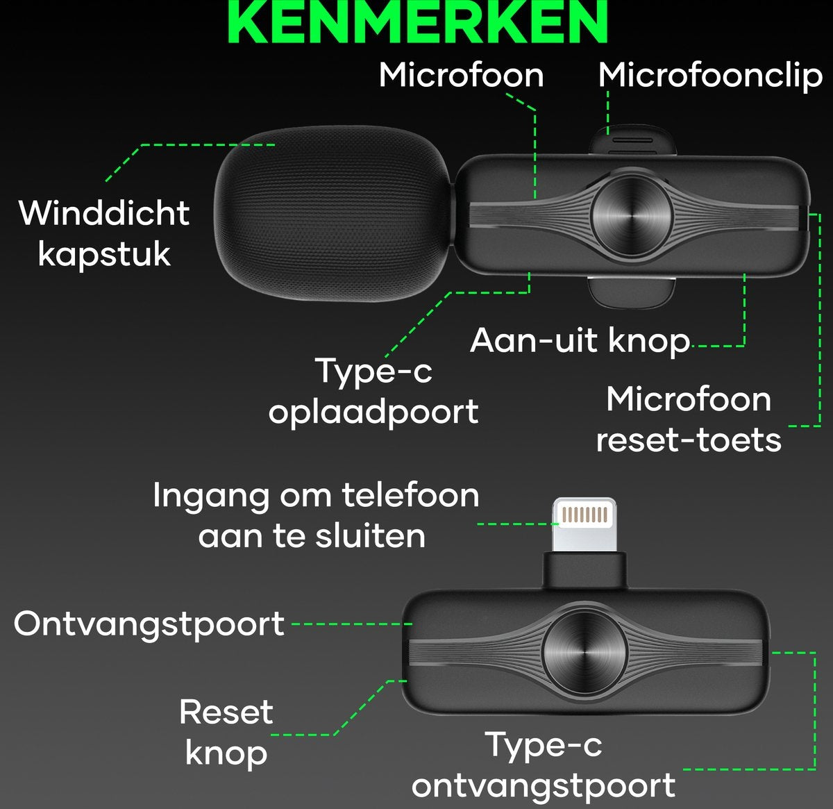 MATTIÂ® - Drahtloses Mikrofon - Mikrofon iPhone - Bluetooth-Mikrofon - Krawattennadel - Lightning