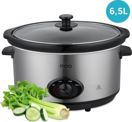 MOA Slowcooker - 6,5 Liter - Keramik-Innenbehälter - Silber - SC65