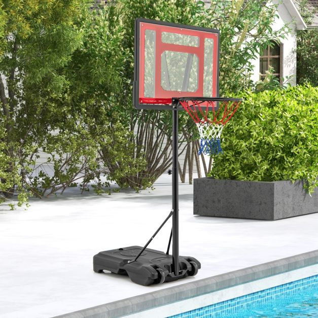 Coast Verstellbarer Basketballring für Pool - 165-185 cm hoch - Rot - Tragbarer Basketballständer für Kinder, Jugendliche und Erwachsene