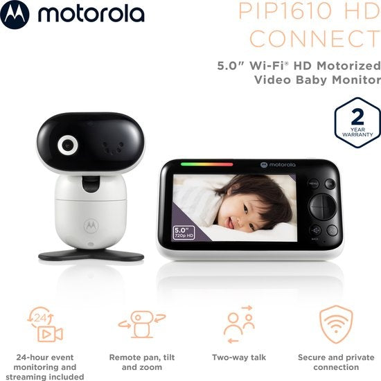 Motorola Nursery PIP 1610 Babyfoon - Baby Monitor met Camera en App - Nachtvisie - Wit
