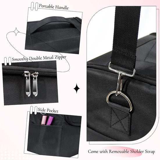 Make-up Organizer Box, Vanity Case, Cosmetic Storage Box - Professionelle große Reise Make-up Artist Bag mit Fächern - Women's Vanity Beauty Kit Organizer für Make-up Cosmetics, schwarz