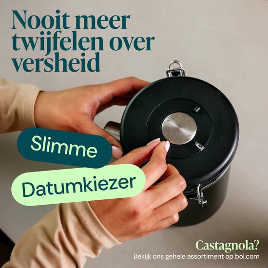 Castagnola Kaffeevorratsbehälter 1,8L - Mattschwarz - Luftdicht mit CO2-Auslass - 600 Gramm - 12,5 x 12,5 x 19 cm