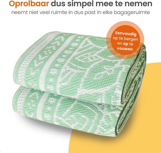 Goliving Outdoor Teppich Sommer Flora - 183x290CM - Gartenteppich - Outdoor Teppich - Teppich - Gartenteppich - Reversibel - Inkl. Tragetasche - Grün/Weiß