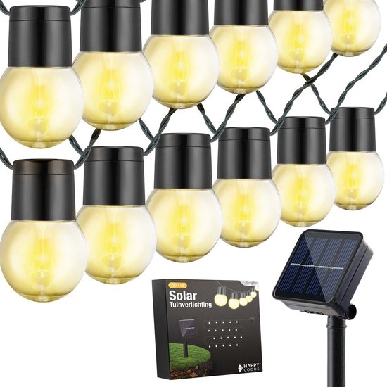 Happy Goods Solar Garden Lights - 20 LED Lichterkette für den Außenbereich - 3 m beleuchtet + 2 m Kabel - Außenbeleuchtung Lichterkette - Lichterketten