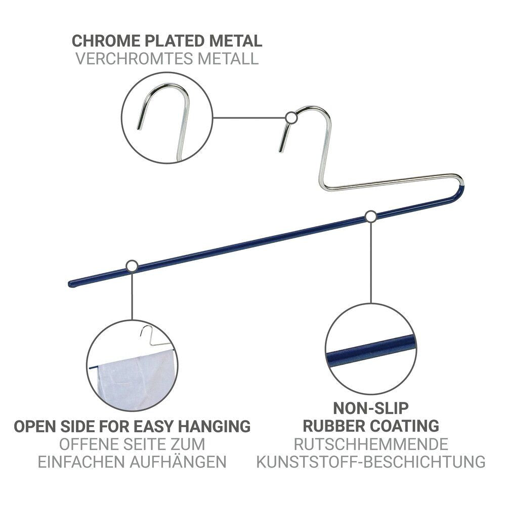 Wenko Baggy-Hosenbügel Dunkelblau – Metall – rutschfest – 34,5 cm