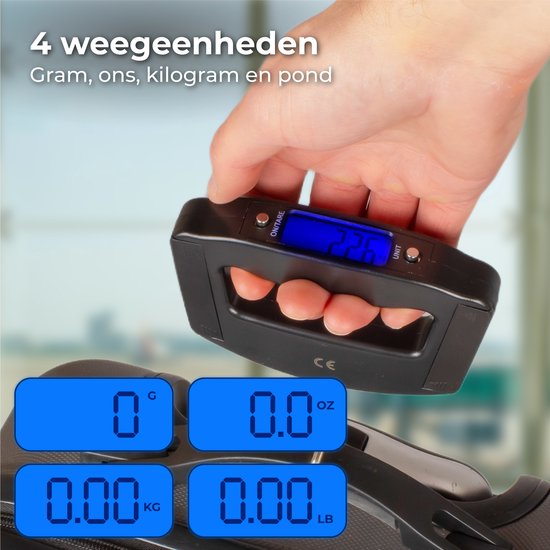 Nuvance - Digitale Gepäckwaage - Gepäckwaage bis zu 50 KG - Inklusive Batterien - Gepäckwaage - Gepäckwaage mit digitaler Anzeige - Hängewaage
