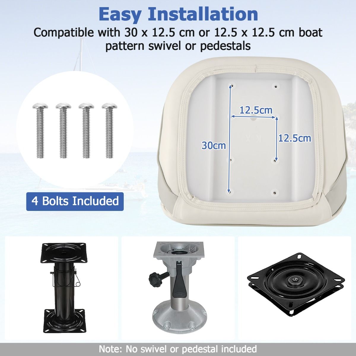 Coast - Kapitänsstuhl Pontonbootstuhl - Wasserdichtes PVC, ergonomische hohe Rückenlehne, 150 kg belastbar - 58 x 61 x 51 cm - PVC/PP - Weiß/Grau