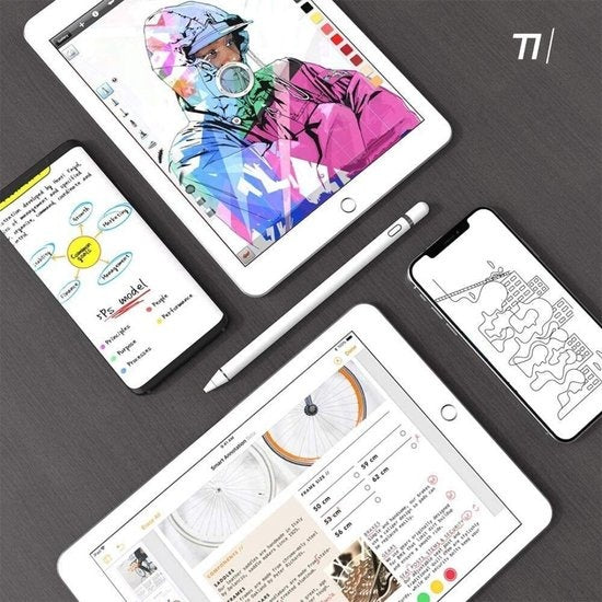 Tikkens Stylus Pen 2 in 1 Active Pencil - Für Tablet, Ipad, Android und Apple Phones - Weiß