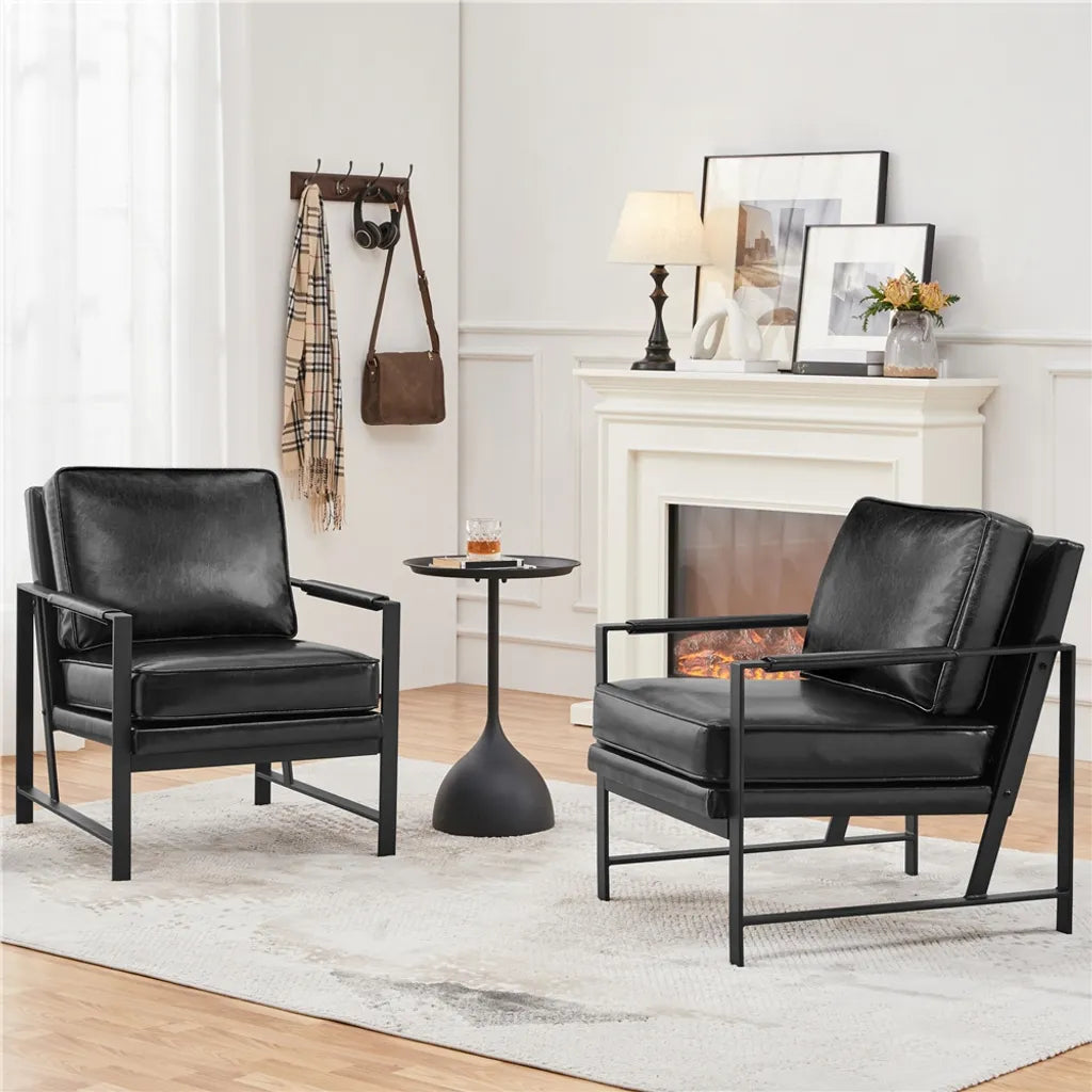 Yaheetech Retro-Relaxsessel aus Kunstleder, Schwarz