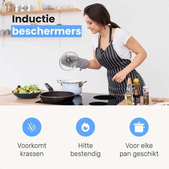 LUFT Induktionsschutz 6er Pack - Hitzebeständig bis 280 ºC - Pfannenschutz - Abdeckplatte für Kochfeld - Matte - Matte rund - Geeignet für Booster-Funktion - Schwarz - Induktionsplattenschutz