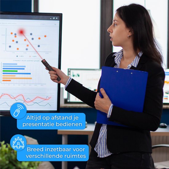 Nuvance - Presentation Clicker - Kabelloser Presenter für Präsentationen - USB Powerpoint-Fernbedienung mit Laserpointer - Schwarz