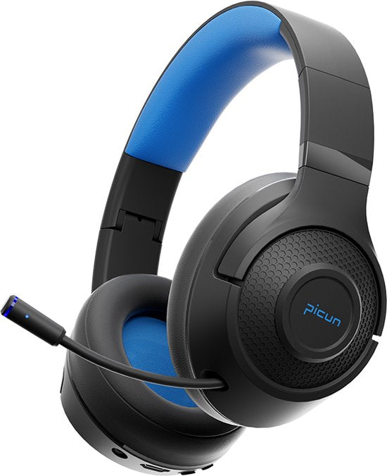 Picun BG-01 Kabellose Kopfhörer - Gaming Headset - Over-ear - Doppelte Modus (Verkabelt/Bluetooth) - Multi Plattform - Schwarz Blau