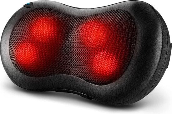 Auronic Shiatsu Massagekissen - für Nacken & Rücken - Wärmefunktion - Kabellos - Schwarz