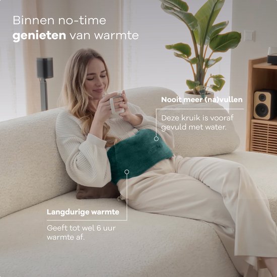 Zenwave Elektrische Wärmflasche mit Hülle – Digitalanzeige – Wärmflasche & Wasserflasche mit Handwärmern – Wiederaufladbares Wärmekissen – Menstruations-Wärmeband – Langlebig & kabellos – Camping & Outdoor – Wärmflasche, grün