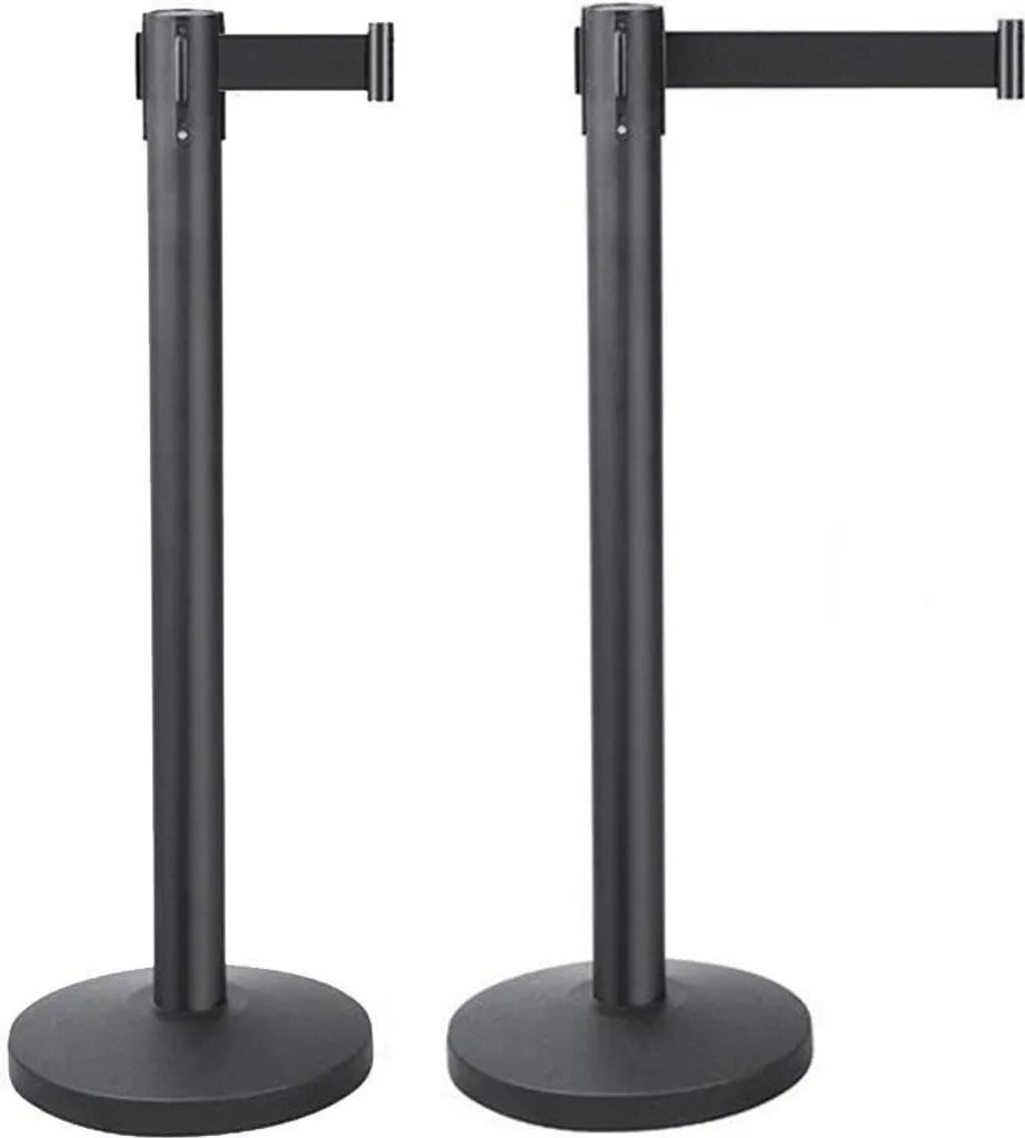 Yaheetech Absperrpfosten, 2er-Set – Schwarz – Absperrpfosten mit ausziehbarem Absperrband (200 cm)