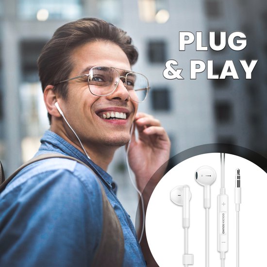 Golden Sound Wired Earbuds - Ohrhörer mit Kabel und Mikrofon - 3,5 mm Klinkenanschluss