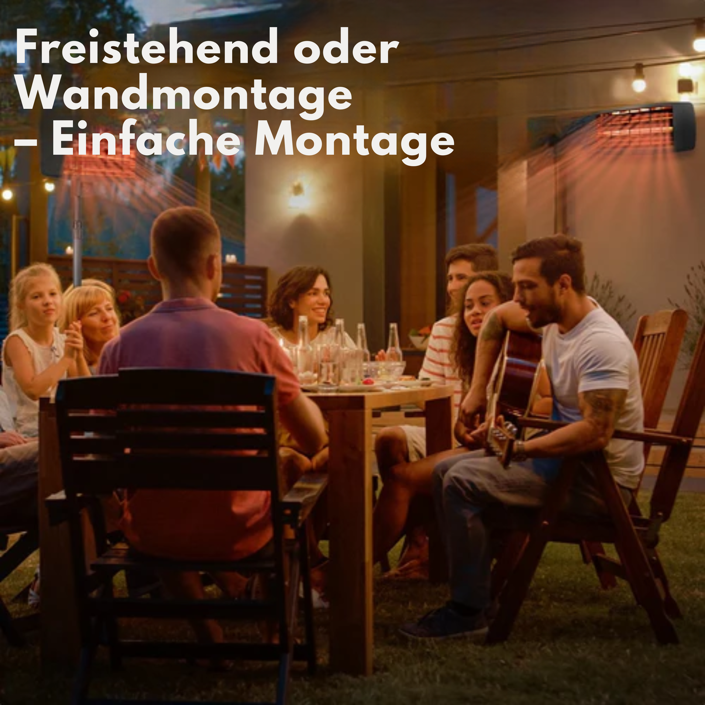 Auronic Terrassenheizer - 2000W - Hängeleuchte und Standfuß - Inkl. Fernbedienung - 3 Stufen - Schwarz