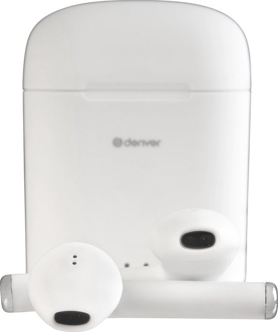 Denver TWE-46 - Ohrhörer - Drahtlos - Drahtlose Ohrhörer - Bluetooth - mit Ladeetui - Freisprecheinrichtung - Sport - Headset - In-Ear - Bluetooth 5.0 - Weiß