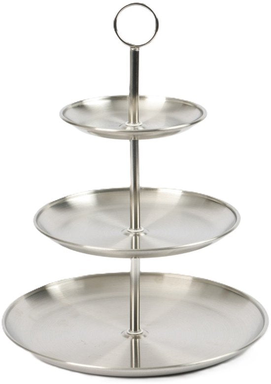 Ceruzo Etagère – 3-stöckige Servierplatte – Edelstahl – D26 x H34 cm