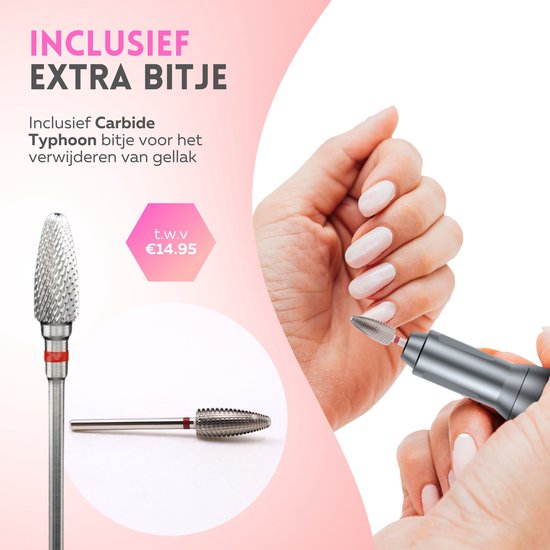 Beeperfect® Elektrische Nagelfeile Advanced - Nagelfräse - Maniküre- und Pediküreset - 35.000 U/min - 26 Bits und 66 Schleifwalzen