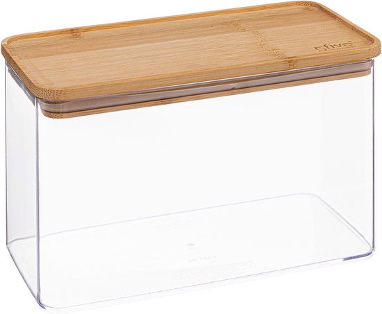 5Five – Vorratsbehälter für die Küche – Berlino – Kunststoff/Bambus – 1500 ml – Lebensmittel – 10 x 20 cm