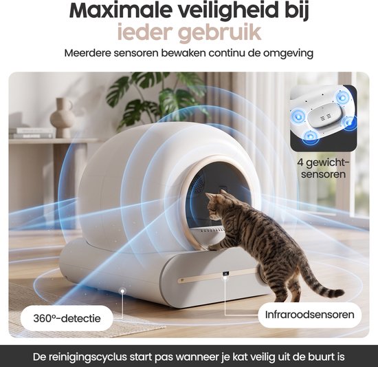 Infinity Goods Automatisches Katzenklo XXL – Selbstreinigendes Katzenklo – inkl. App – 75 l – mit Katzenklo-Matte und 3 Rollen Aufbewahrungsbeuteln – Weiß/Roségold