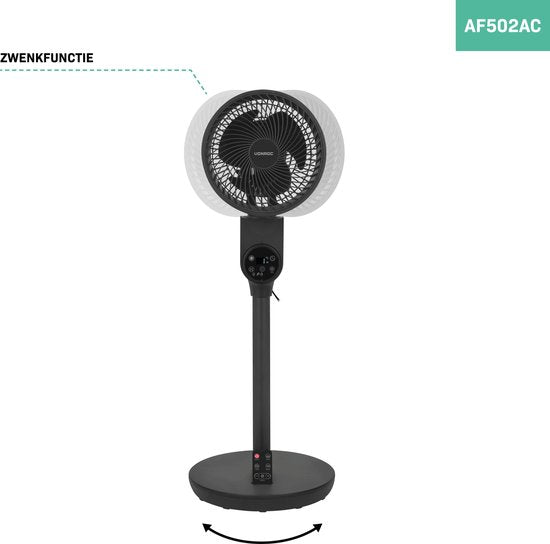 VONROC BREEZE Fan - leiser Bodenventilator - 88cm - Inkl. Fernbedienung - 3 Geschwindigkeiten - Swing-Funktion - 180° schwenkbar - schwarz