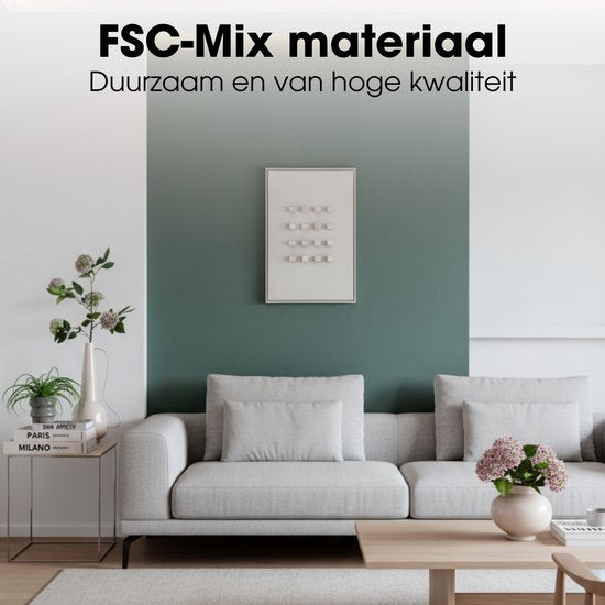 Mica Decorations Wanddekoration – Wandpaneel mit abstrakter Kunst, 60 x 40 x 3 cm – Wohnaccessoire für Wohnzimmer oder Schlafzimmer – Off-White
