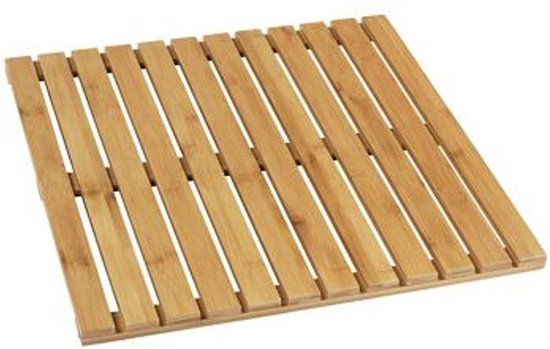 WENKO Duschmatte 50 x 50 cm Bambus – FSC-zertifiziertes Holz – Badematte für drinnen und draußen – Duschmatte