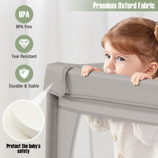 Coast Baby Laufstall mit 50 Bällen und 2 Türen - 206 x 147 cm - grau