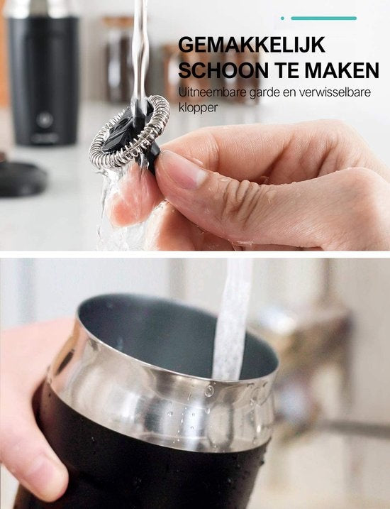 Safecourt Kitchen Milchaufschäumer - Elektrischer Milchaufschäumer - Schwarz - 4-in-1 - Einfach zu bedienen - 500W - BPA-frei