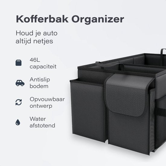 Kofferraum-Organizer - Kompakt & Geräumig - Autozubehör - Autositz-Stapelbox - Für Rücksitz - Schwarz - Luft