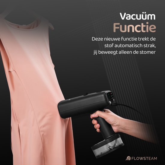 FLOWSTEAM® Vacuum Edition Kleiderdampfer – Handdampfer mit Saugfunktion – Reisedampfer – 2100 W – Matte Black