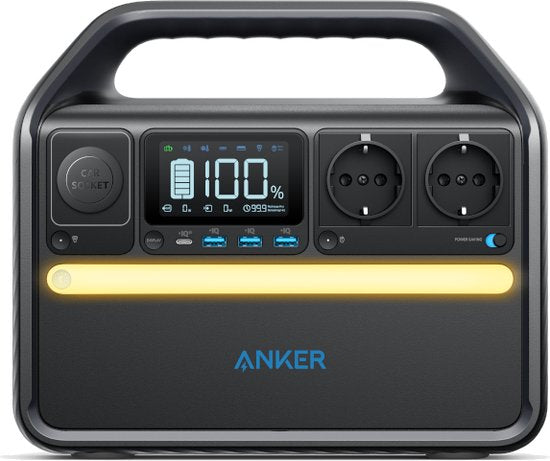 Anker 535 tragbare Stromversorgung, tragbarer Generator 512 Wh (PowerHouse 512 Wh), 500-W-Outdoor-Generator mit 7 Anschlüssen, 2 Wechselstromausgängen, 60-W-USB-C-PD-Ausgang und LED-Lampe für Camping, Wohnmobile, Notfälle und mehr