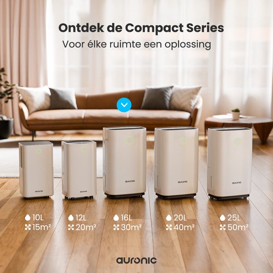 Auronic Luftentfeuchter - Compact Series - 16 l pro Tag - Waschtrockenfunktion - Schlafzimmer, Badezimmer und Wohnzimmer - Weiß