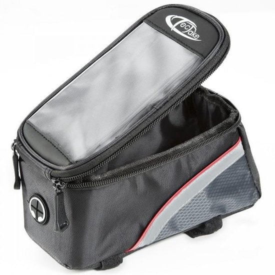 tectake - Rahmentasche Fahrradtasche für z.B. Smartphone etc. schwarz rot L 401611