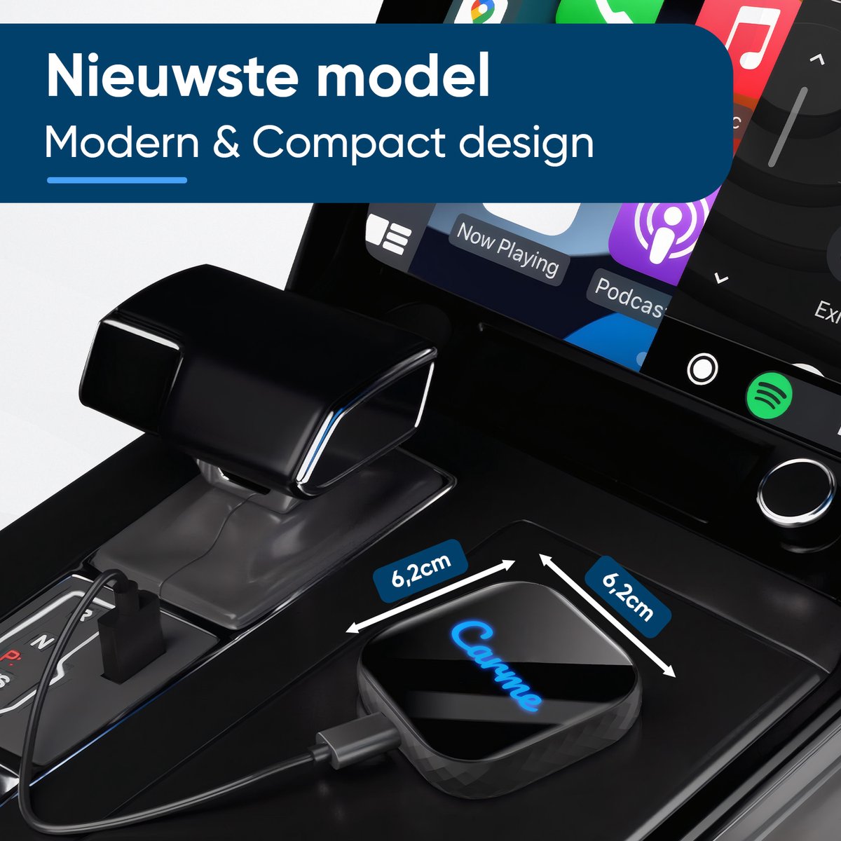 CarMe Premium 2-in-1 CarPlay Dongle - Kabelloses CarPlay & Android Auto - USB-A & USB-C - 5GHz Verbindung - Automatisches Pairing - Schwarz