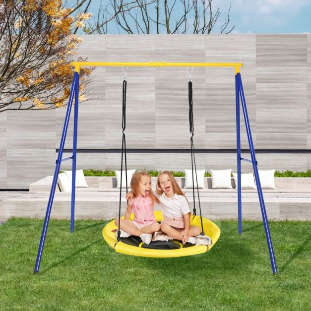 Coast robustes Metall Schaukelgestell ein Gestell Gartenschaukelgestell 194 x 184 x 180 cm blau + gelb