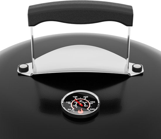 Princess Hybrid Kugelgrill – Elektro- und Holzkohlegrill – 2000 W – Verstellbarer, abnehmbarer Thermostat – Beschichteter Grillrost – Deckel mit integriertem Thermometer – 112270