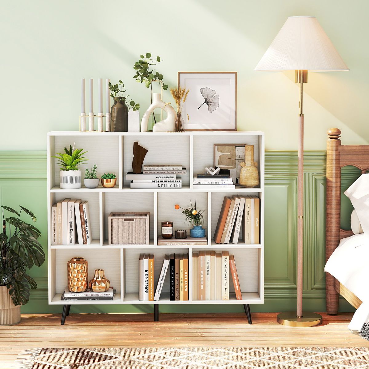 Coast Bücherregal mit Fächern – Standregal – 3 Ebenen – weiß und schwarz – 120 x 24 x 107 cm